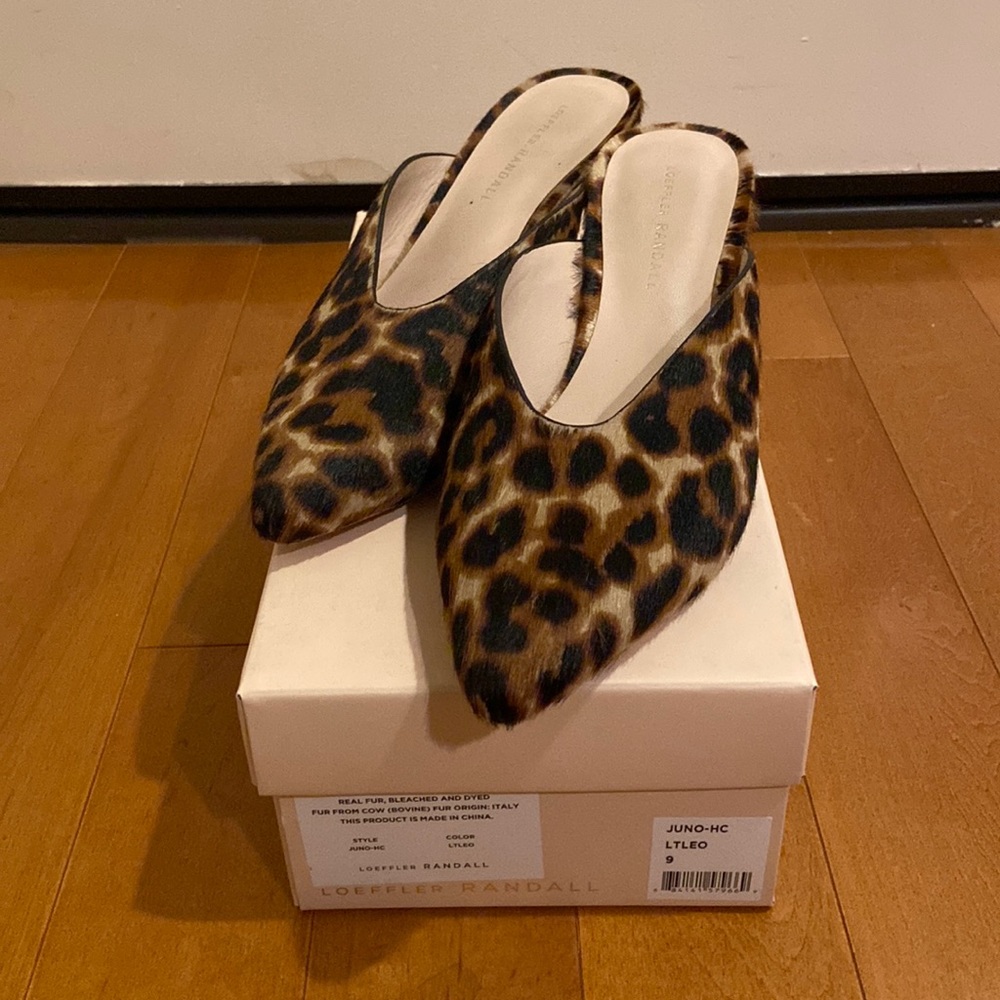 Loeffler Randall Juno Leopard Kitten Heel Mules
